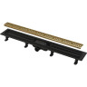 Водоотводящий желоб ALCAPLAST APZ10BLACK-650BRASS с порогами для перфорированной решетки